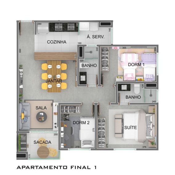 3 dorms - 70m² | 2 vagas