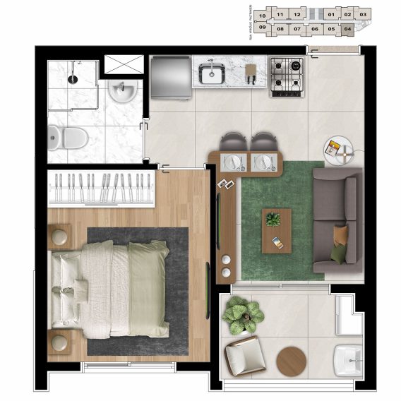 19 Apto tipo final04 - 1dorm - 28,33m2 R04 HD