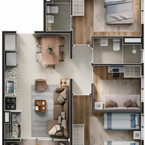 Plnata tipo 7 -3D - 3 dorm